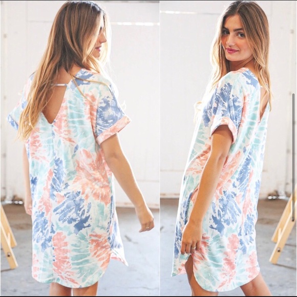 USA Made women’s casual tie dye summer T-shirt dress - Picture 3 of 3